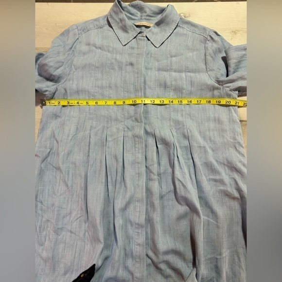 Soft Surroundings Revelle Chambray Button Front Tunic Pleated Top, Size Medium - Picture 12 of 13